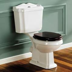 Victoria Close Coupled Toilet and Cistern - Dark Mahogany Seat 